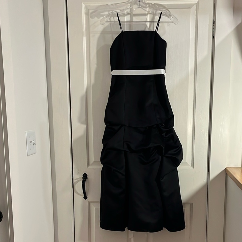Girls' Black Formal Dress with White Sash
